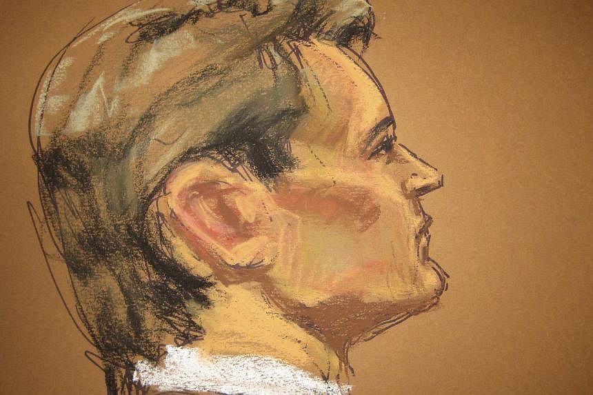 Ross Ulbricht, 30, the suspected operator of the underground website Silk Road, is seen in a courtroom sketch during his trial in Federal Court in New York Feb 4, 2015. -- PHOTO: REUTERS