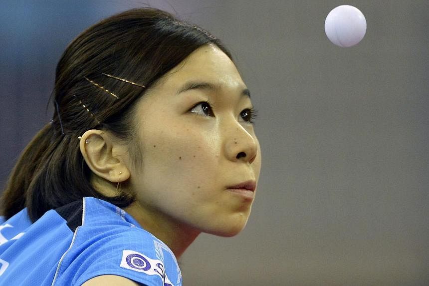 Misako Wakamiya of Japan plays against Ching Ho Lee of Hong Kong (not pictured) during the World Tour Hungarian Open table tennis tournament in Budapest, Hungary on Feb 1, 2015. The killing of two Japanese nationals by the Islamic State terrorist gro