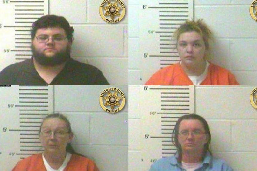 (Clockwise from top left) Family members Nathan Firoved, Elizabeth Hupp, Denise Kroutil, Rose Brewer were arrested for staging a mock kidnapping on a six-year-old boy because they thought he was too nice to strangers. -- PHOTO: &nbsp;LINCOLN COUNTY S