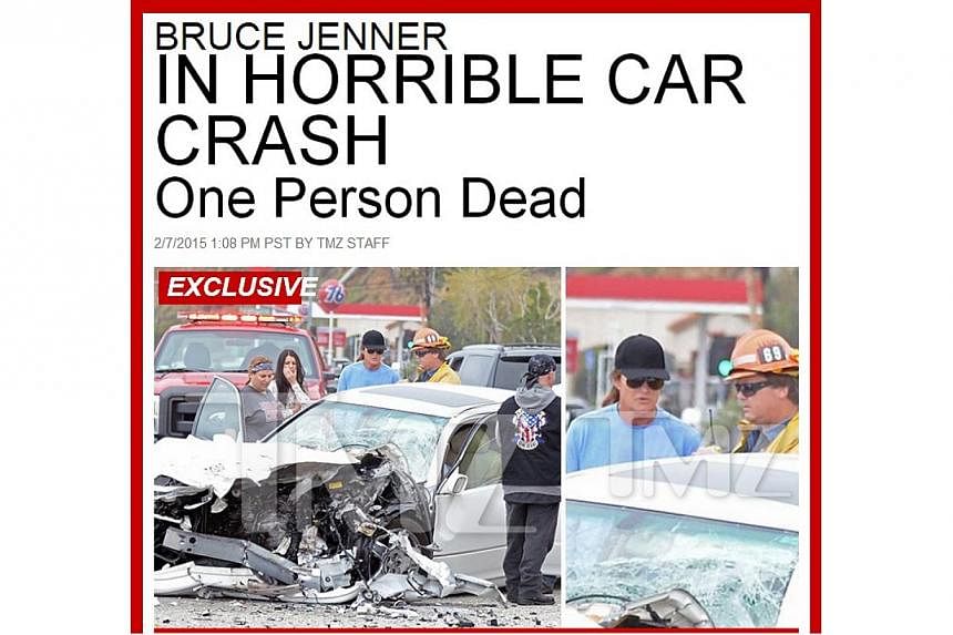 Celebrity website TMZ showed photos of Jenner standing at the scene of the collision. -- PHOTO:&nbsp;SCREENGRAB OF TMZ.COM