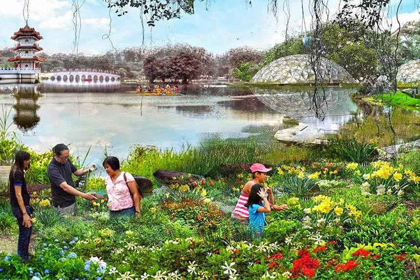 An artist's impression of Jurong Lake Garden. A roving exhibition to gather ideas from the public about the upcoming Jurong Lake Gardens will be launched in April this year. -- PHOTO: NPARKS