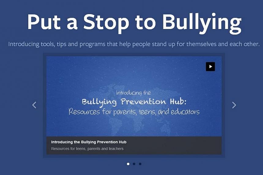 The site, called the Bullying Prevention Centre, provides resources for teens, parents, and teachers in Singapore, was launched here after its success in the United States and Britain. -- PHOTO: SCREENGRAB FROM FACEBOOK