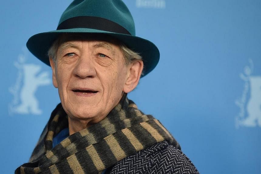 British actor Ian McKellen poses during the photocall for Mr. Holmes at the 65th annual Berlin Film Festival, in Berlin on Sunday. The movie is presented in the Official Competition of the Berlinale, which runs until Feb 15. -- PHOTO: EPA