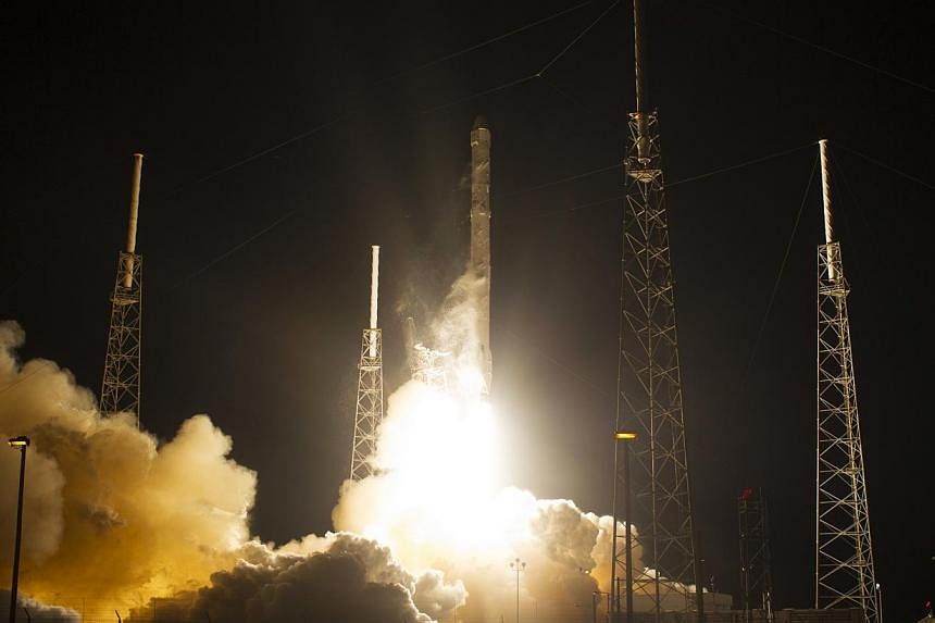 The unmanned Falcon 9 rocket launched by SpaceX, on a cargo resupply service mission to the International Space Station, lifts off from the Cape Canaveral Air Force Station in Cape Canaveral, Florida Jan 10. -- PHOTO: REUTERS
