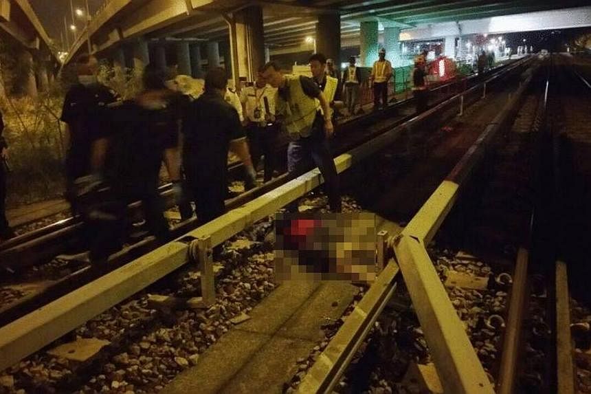 The accident occurred early on Thursday morning&nbsp;along a stretch of the flyover that spans the tracks between Khatib and Yio Chu Kang MRT stations. -- PHOTO: ST READER