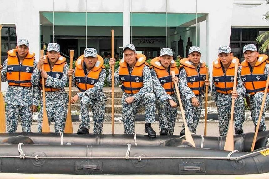 The Ah Boys To Men crew of National Service recruits must take on a whole new challenge - the gruelling training regimen of the Naval Diving Unit. -- PHOTO: GOLDEN VILLAGE PICTURES
