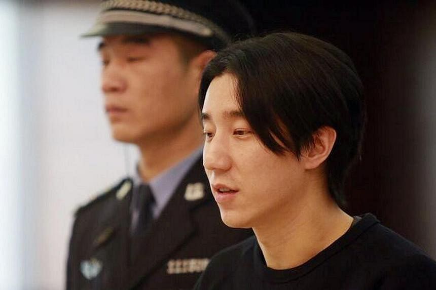 Jaycee Chan, son of gongfu star Jackie Chan, during his trial at the Dongcheng District People's Court in Beijing on Jan 9, 2015. -- PHOTO: AFP/DONGCHENG DISTRICT PEOPLE'S COURT/YAN NAIYI&nbsp;