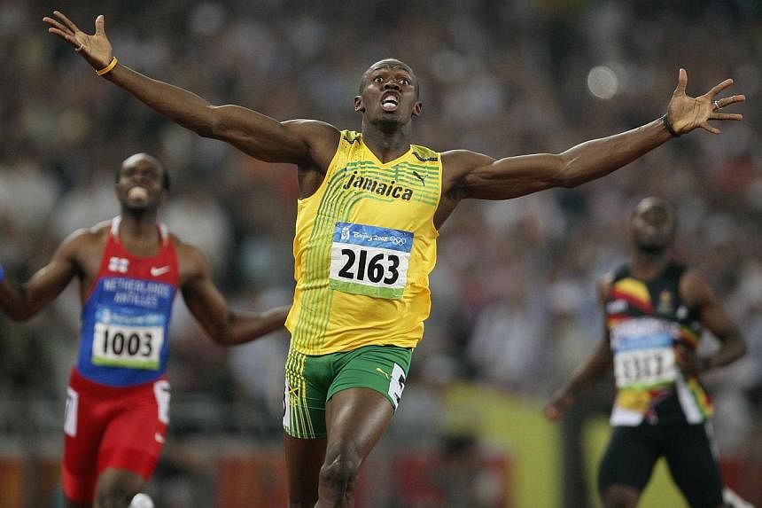 Usain Bolt celebrates winning the men's 200m final at the 2008 Beijing Olympics. The Jamaican sprint sensation said he is planning to retire after the 2017 World Championships in London.&nbsp;-- PHOTO: ACTION IMAGES / BRANDON MALONE
