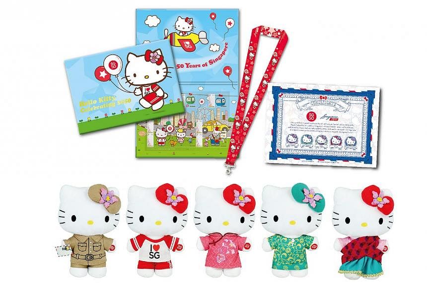 The SG50 Hello Kitty Limited Edition Bundle Set of 5 Plush Collectibles, MyStamp Folder and Lanyard (1,000 sets only). -- PHOTO: SINGPOST&nbsp;