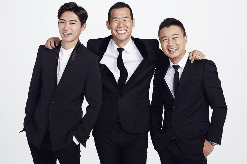 Hosts of Top Gear Korea 6 (from left) Danny Ahn of K-pop band G.O.D., rapper-turned-TV host Kim Jin Pyo and professional car racer Ryu Kyung Wook. -- PHOTO: KIX AND KIX HD