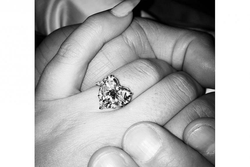 Lady Gaga posted a picture of a heart-shaped ring on Instagram. -- PHOTO: LADY GAGA/INSTAGRAM