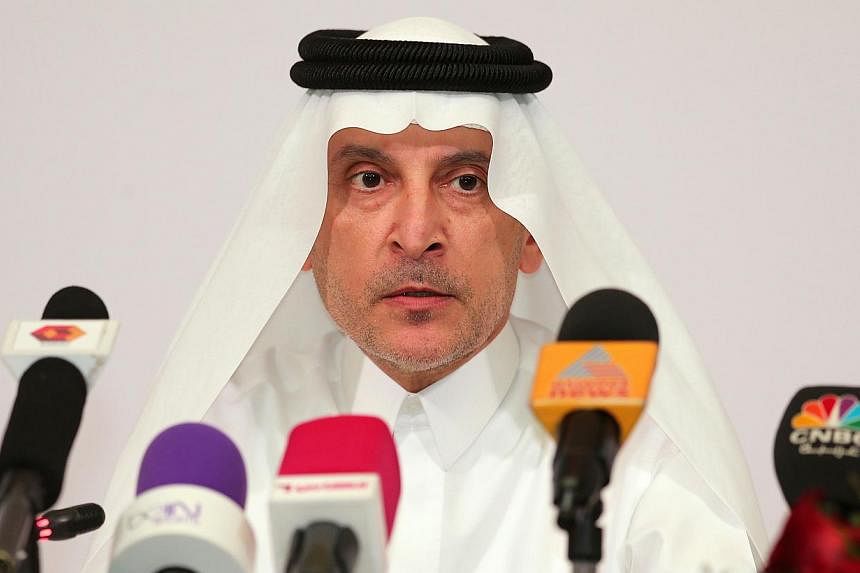 The CEO of state-owned flag carrier Qatar Airways, Akbar al-Baker speaking during a press conference launching the latest marketing campaign involving FC Barcelona's football club and Qatar Airways, on Feb 4, 2015, in Doha, Qatar.&nbsp;Akbar al-Baker
