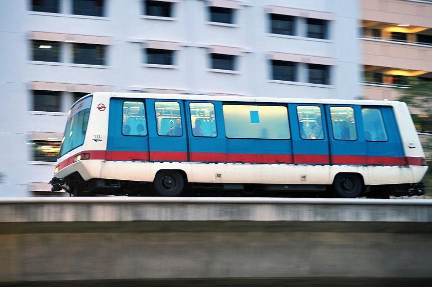 Service along the Bukit Panjang LRT line was disrupted for about an hour between Choa Chu Kang and Keat Hong stations. Free public and shuttle buses were made available for commuters. -- PHOTO: ST FILE