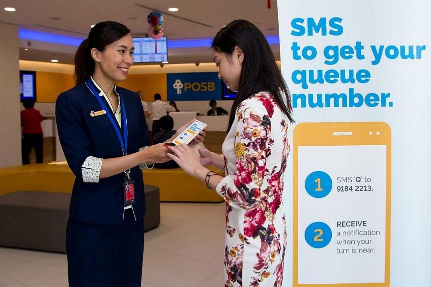 DBS/POSB is the first bank in Singapore to introduce the SMS queue system. The system allows customers to request for a queue number via SMS prior to visiting branches. -- PHOTO: DBS/POSB