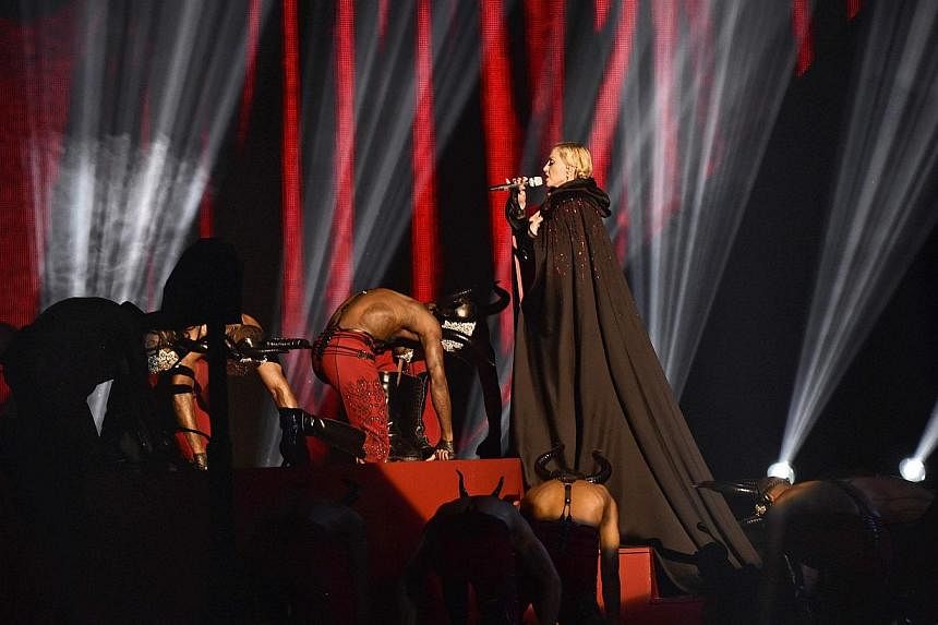 Madonna performs at the Brit music awards at the O2 Arena in Greenwich, London, on Feb 25, 2015. -- PHOTO: REUTERS