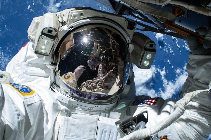 Nasa astronaut Barry Wilmore on a spacewalk outside the International Space Station on Feb 21, 2015.&nbsp;US astronaut Terry Virts found water pooling in his helmet right after completing a six-plus hour spacewalk on Wednesday, raising new concerns a