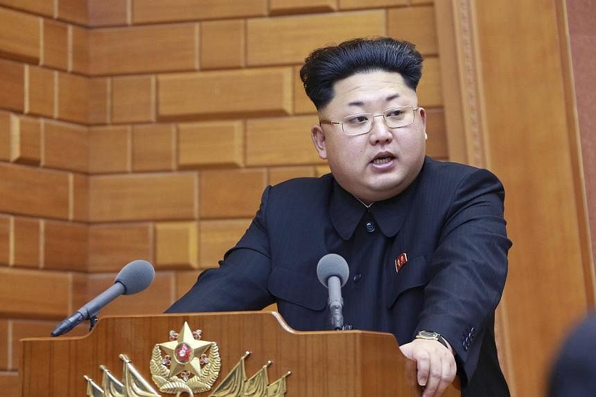 North Korean leader Kim Jong Un speaking during a meeting of the Central Military Commission of the Workers' Party of Korea in this undated photo released by North Korea's Korean Central News Agency in Pyongyang on Feb 23, 2015. -- PHOTO: REUTERS