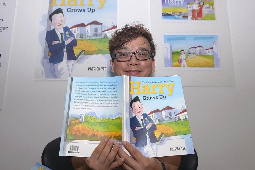 Lebanese artist Laudi Abilama will display her screen paintings of Mr Lee Kuan Yew, while Singapore illustrator Patrick Yee (above) is exhibiting illustrations from his two picture books about Mr Lee’s life. -- ST PHOTO: DANIEL NEO