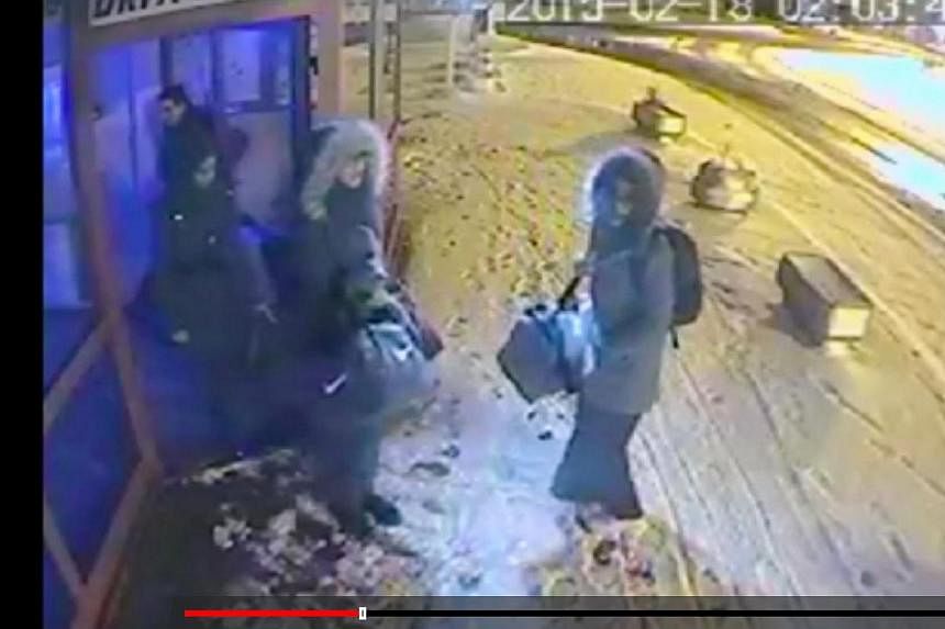 Security footage showing what appears to be the three British schoolgirls, believed to be on their way to join Islamic State in Iraq and Syria (ISIS), waiting for hours at a bus station in Turkey before travelling to a city near the Syrian border, me