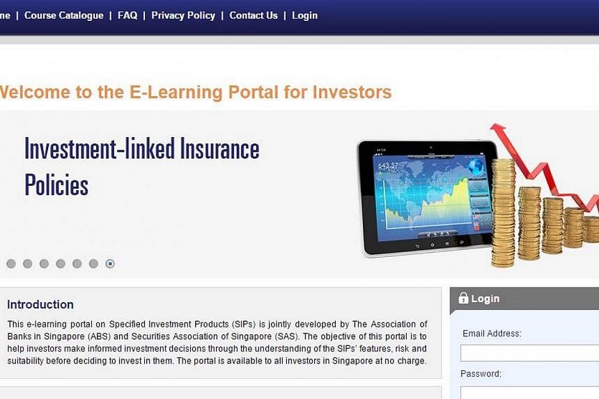 The online portal on unlisted specified investment products (SIPs) launched by the Association of Banks in Singapore (ABS) and Securities Association of Singapore (SAS). -- PHOTO: SCREENGRAB FROM SIPS.ABS.ORG.SG