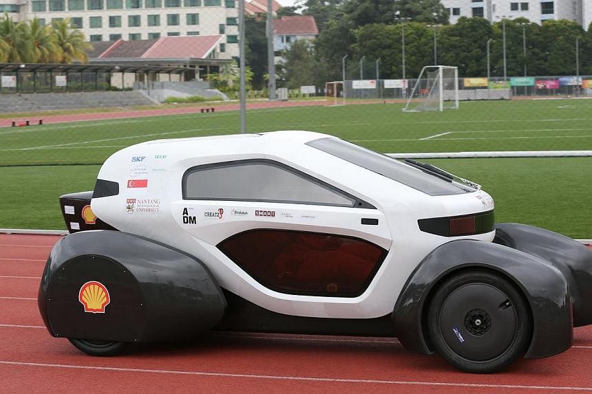 The NTU Venture 8, which is made up of&nbsp;more than 150 3D-printed parts&nbsp;passed the technical inspection but did not place in the competition. -- ST PHOTO:&nbsp;ONG WEE JIN