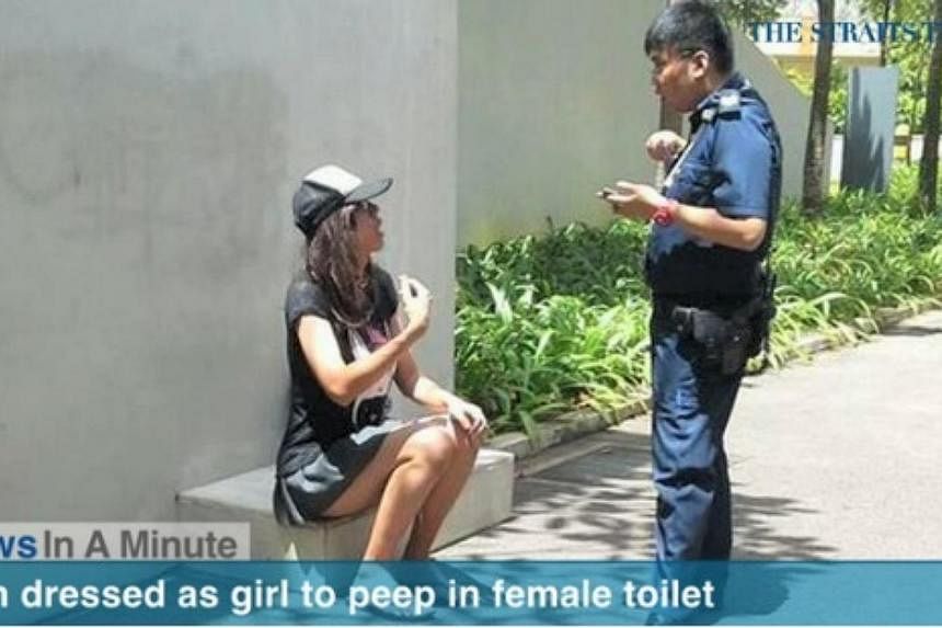 In today's News In A Minute, we look at a&nbsp;man caught red-handed for allegedly dressing up as a girl to peep inside the toilet at ITE College West in Choa Chu Kang.&nbsp;-- PHOTO: SCREENGRAB FROM RAZORTV