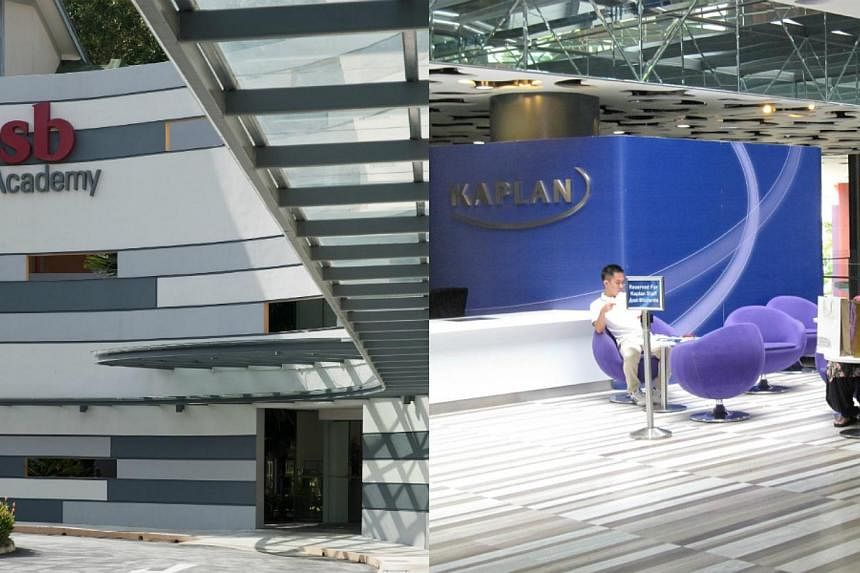 Campus of PSB Academy (left) and the lounge area of Kaplan Higher Education Academy (right). In the last two to three years, private institutions are moving beyond offering business and management degrees and have brought in more degree courses in ni