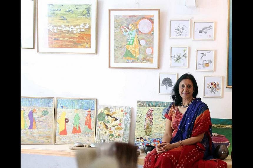 Indian artist Madhu Jain uses the Nihonga technique while drawing on Indian imagery. -- PHOTO: COURTESY OF MADHU JAIN