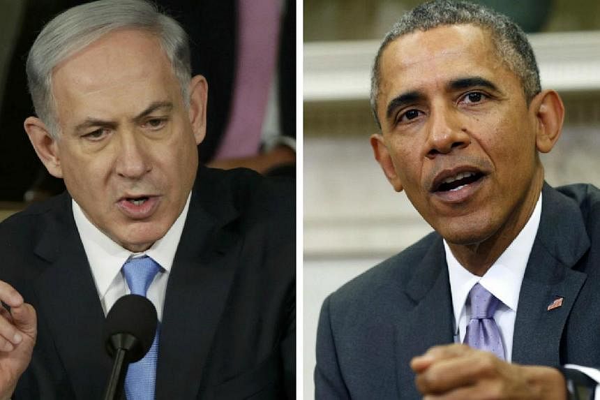 Israeli Prime Minister Benjamin Netanyahu (left) and US President Barack Obama have both vowed to prevent Iran from acquiring nuclear weapons, but they have very different views of how to do that.&nbsp;-- PHOTO: REUTERS