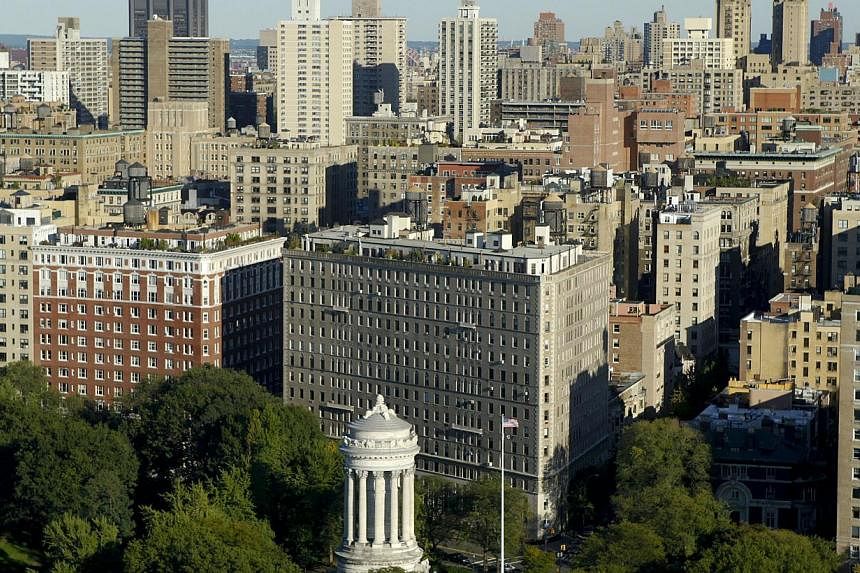 Residential properties on the Upper West Side of Manhattan, New York, are seen in this 2010 aerial file photo.&nbsp;&nbsp;A luxurious New York apartment furnished with bullet-proof panic rooms and a sushi island bar is on the market for an eye-wateri