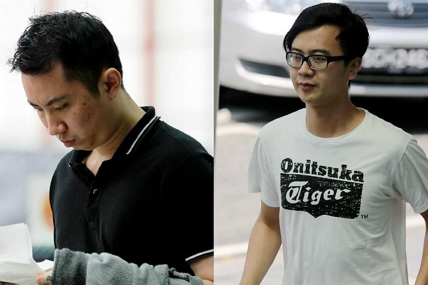 Two of the suspects are Tan Teck Seng (left) and Kelvin Lim Qi Xian (right), both 27, who were charged with knowingly living off the earnings of a 22-year-old Vietnamese prostitute. -- ST PHOTOS: WONG KWAI CHOW&nbsp;