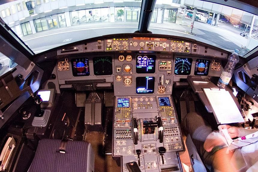 A picture of the cockpit of the crashed Germanwings A-320 aircraft taken at the airport in Dusseldorf, Germany, after one of the last flights prior to its crash in the French Alps on Tuesday.