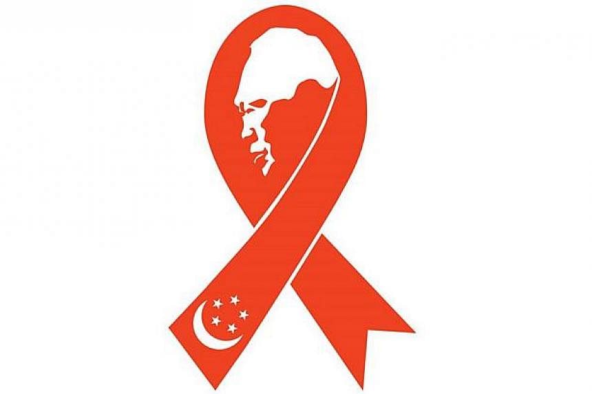 The creators of the now famous icon of a black ribbon framing the profile silhouette of the late Mr Lee Kuan Yew have come up with a red version. -- PHOTO: ALEX YAM/FACEBOOK