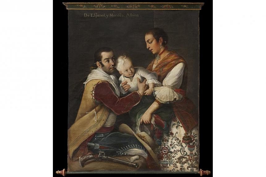The painting, From Spaniard and Morisca, Albino, is lauded as a masterpiece of colonial Mexican art depicting mixed-race families of the era. -- PHOTO: REUTERS