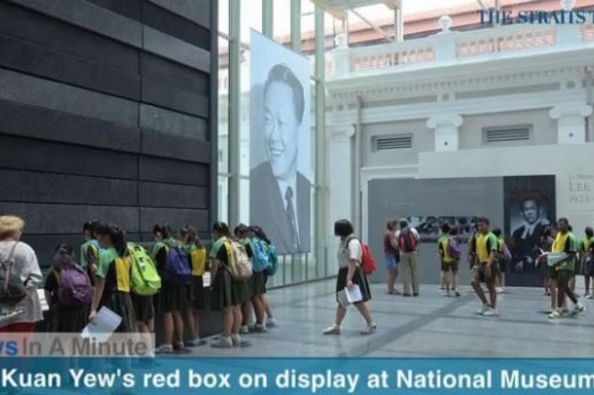 In today's News In A Minute, we look at Mr Lee Kuan Yew's red box being put on display at the National Museum of Singapore. -- PHOTO: SCREENGRAB FROM RAZORTV
