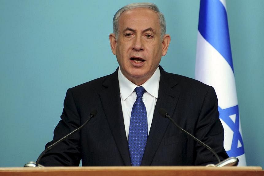 Israeli Prime Minister Benjamin Netanyahu delivers a statement to the media in Jerusalem on April 1, 2015. -- PHOTO: REUTERS