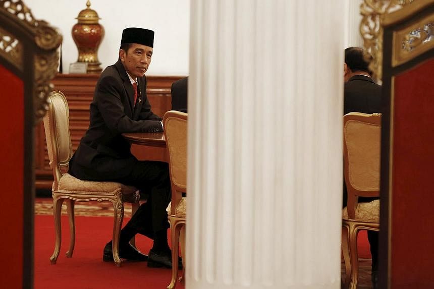 Indonesia's President Joko Widodo holding a meeting following a ceremony at the Presidential Palace in Jakarta, Indonesia on April 28, 2015. -- PHOTO: REUTERS&nbsp;