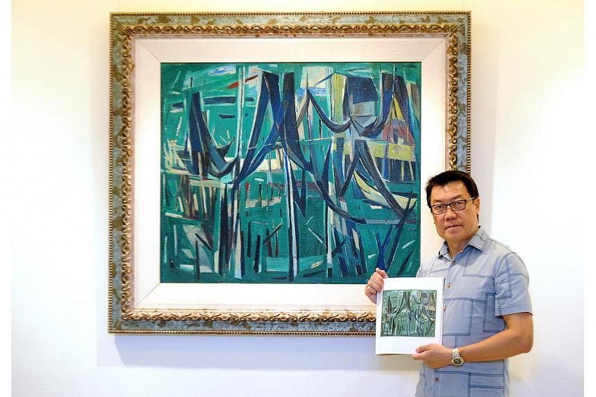 Collector Patrick Goh, with the Chen Wen Hsi painting he owns. He has produced evidence that his piece is authentic.
