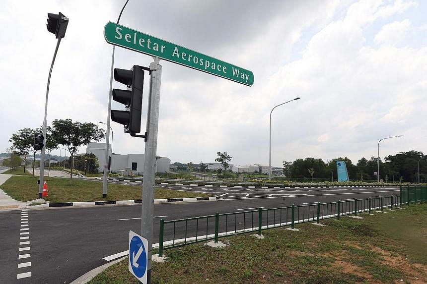 Seletar Aerospace Flyover and an adjoining set of new roads have been completed and will open on May 16 at 5am. -- ST PHOTO: NEO XIAOBIN&nbsp;