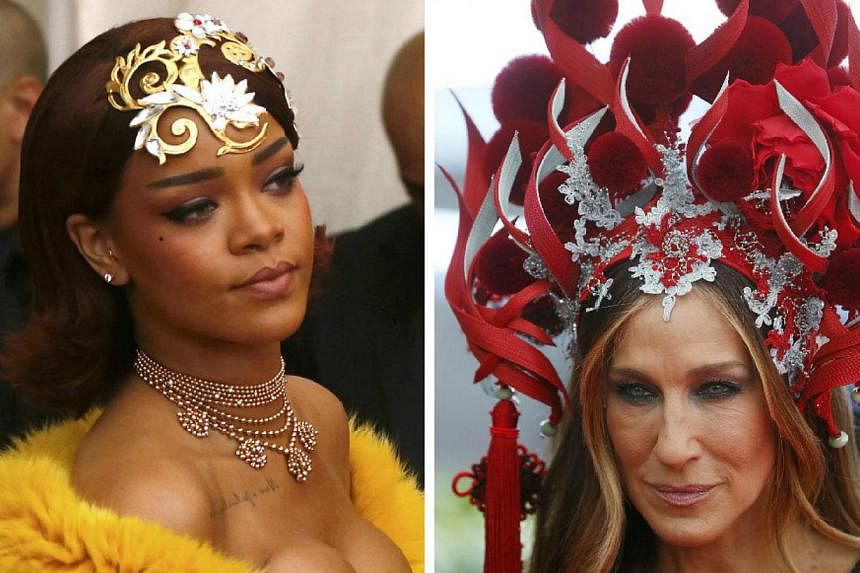 Among the A-listers who turned up at The Metropolitan Museum of Art on Monday, Rihanna (left) and Sarah Jessica Parker (right) generated the most buzz online. -- PHOTOS:&nbsp;REUTERS, AFP