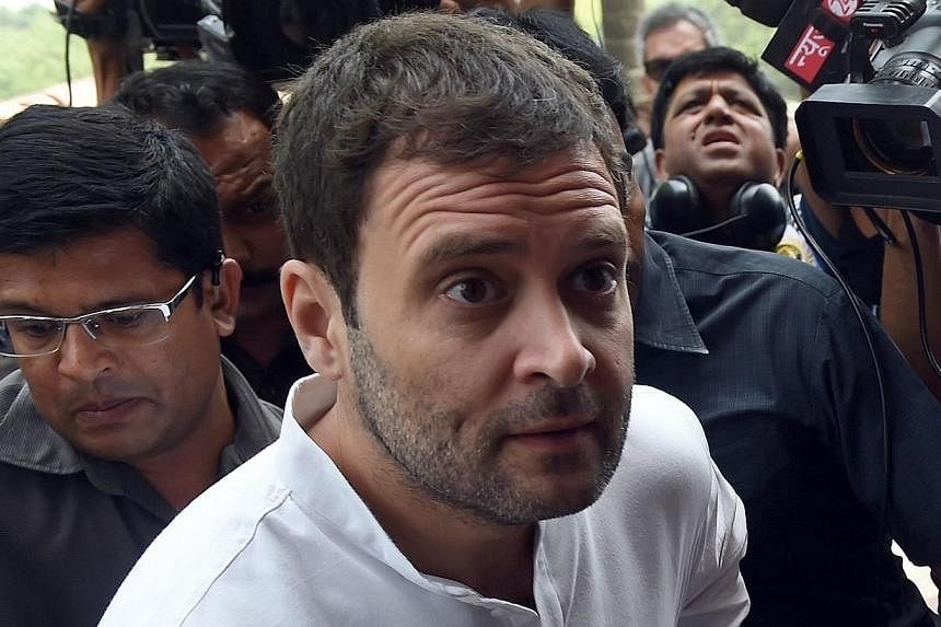 Mr Rahul Gandhi (above) has tapped into the anger of farmers who shouted support for him at a recent rally in New Delhi. The farmers are unhappy with the government's land acquisition Bill, which makes it easier for businesses to buy land.