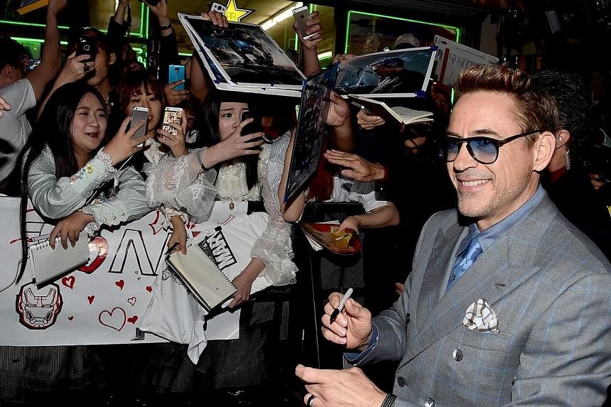 Actor Robert Downey Jr attends the premiere of Marvel's Avengers: Age Of Ultron at Dolby Theatre on April 13 in Hollywood, California. -- PHOTO: AFP&nbsp;