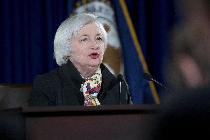 Janet Yellen, chair of the U.S. Federal Reserve, speaks during a news conference following a Federal Open Market Committee (FOMC) meeting in Washington, D.C., U.S., on March 18, 2015. -- PHOTO:BLOOMBERG&nbsp;