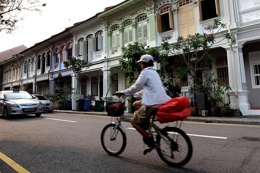Shophouses along Joo Chiat Terrace. The first comprehensive survey of Singapore's tangible heritage will start in the middle of this year, covering buildings, structures, sites and landscape features of architectural, historical and cultural interest