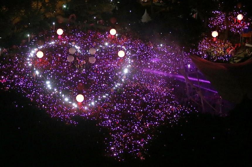 During last year's Pink Dot, all the participants came together to form a shimmering, giant pink dot with torches, mobile phones and light sticks, that included an outline of a heart in the centre. Pink Dot 2015 will take place on June 15 at Hong Lim