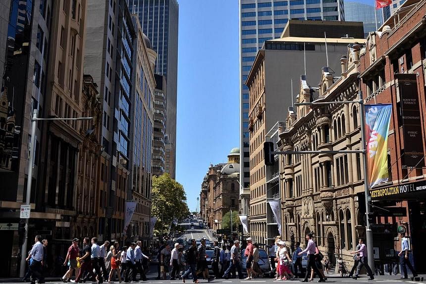Pedestrians in Sydney's Central Business District on March 3, 2015. -- PHOTO: AFP