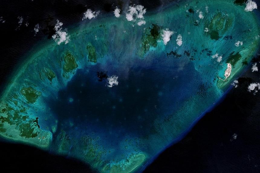West London Reef is pictured in the South China Sea in 2015. Newly released satellite images show Vietnam has carried out significant land reclamation at two sites in the disputed sea. -- PHOTO: REUTERS&nbsp;