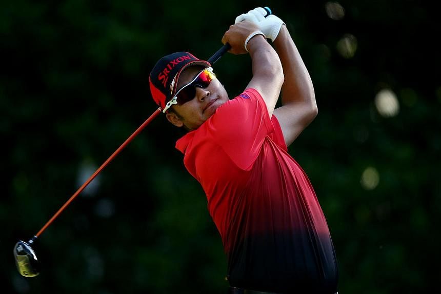 Hideki Matsuyama of Japan plays his shot from the 11th tee during round one of The Players Championship at the TPC Sawgrass Stadium course on May 7, 2015. -- PHOTO: AFP &nbsp;