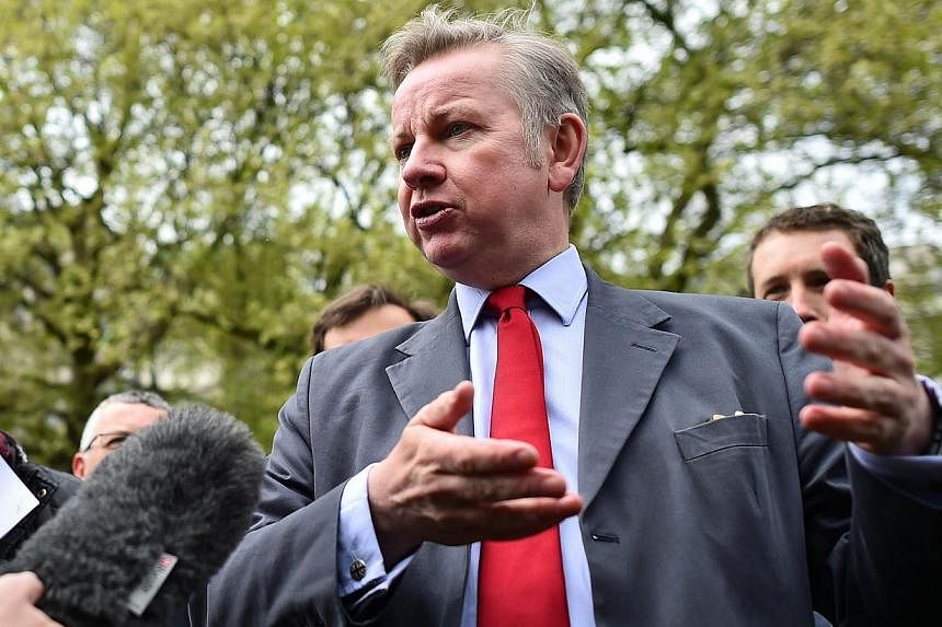 Newly re-elected British Prime Minister David Cameron will restore one of his most outspoken and combative allies to a leading Cabinet role by naming former education minister Michael Gove (above) as justice secretary. -- PHOTO: REUTERS