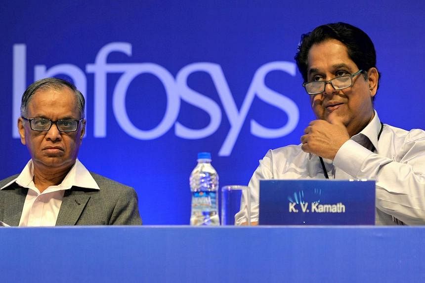 Indian private banker K.V Kamath (right) was named on Monday as the first head of a new development bank being set up by the so-called emerging BRICS nations, officials say. -- PHOTO: AFP